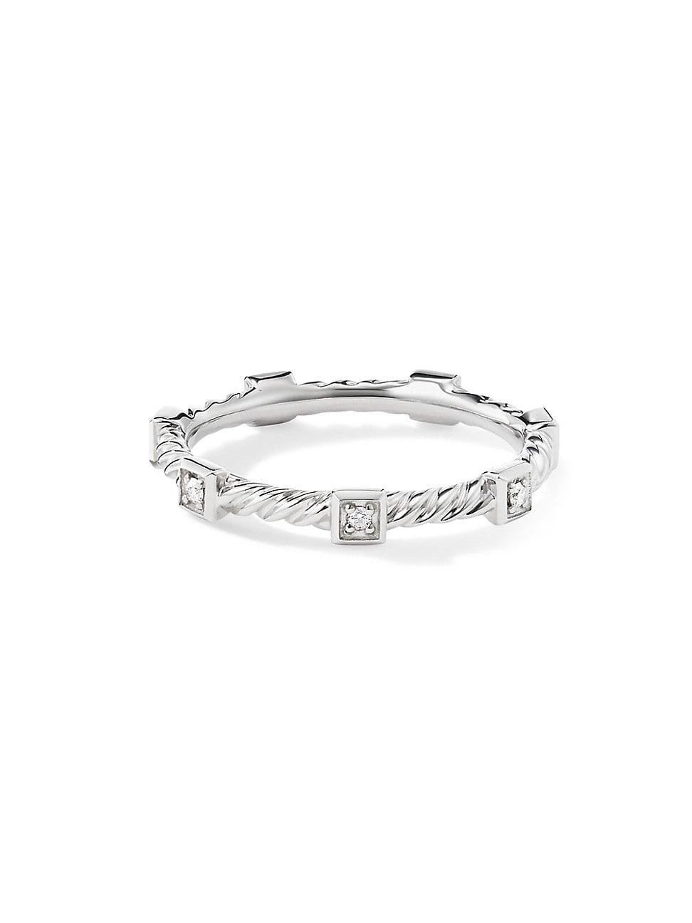 Womens Cable Collectibles 18K White Gold Diamond Stack Band Ring Product Image