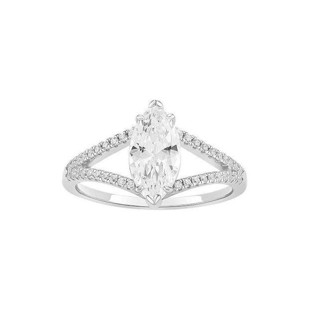 PRIMROSE Sterling Silver Marquise Cubic Zirconia Split Shank Ring, Womens Sterling Clear Product Image