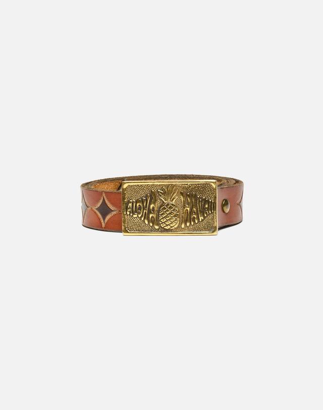 70s Aloha Brass Buckle on Embossed Belt Female Product Image