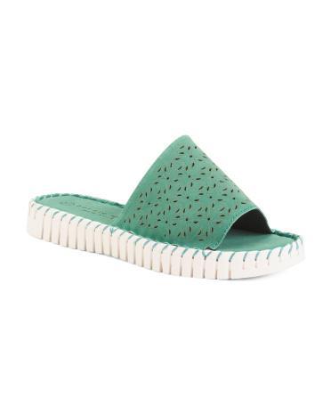 Suede Perforated Slip On Comfort Sandals for Women Product Image