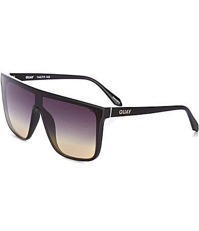 Quay Australia Womens Nightfall Extra Large 52mm Shield Sunglasses - Matte Black/Black Gold Product Image