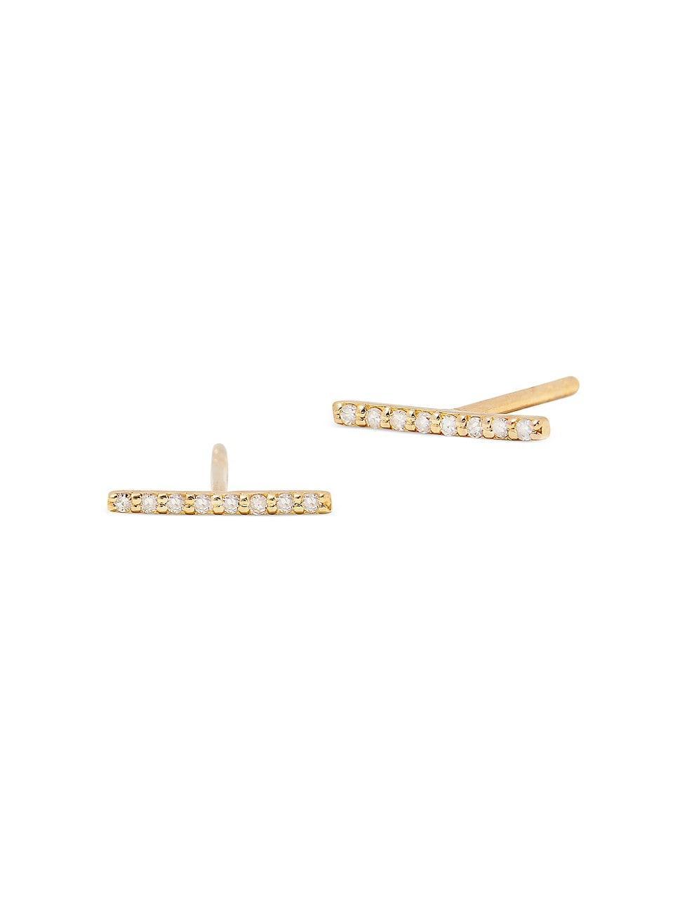 Womens Vera 14K-Yellow-Gold Vermeil & 0.06 TCW Diamond Bar Stud Earrings Product Image