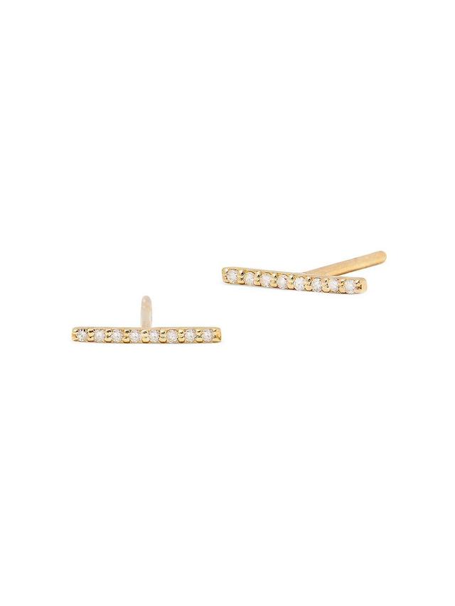 Womens Vera 14K-Yellow-Gold Vermeil & 0.06 TCW Diamond Bar Stud Earrings Product Image