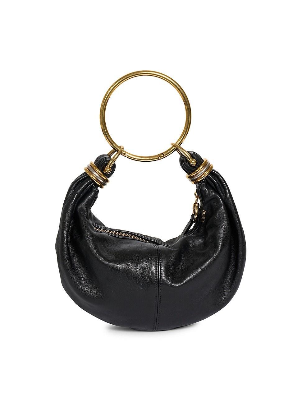 Womens Small Bracelet Grained Leather Hobo Bag Product Image