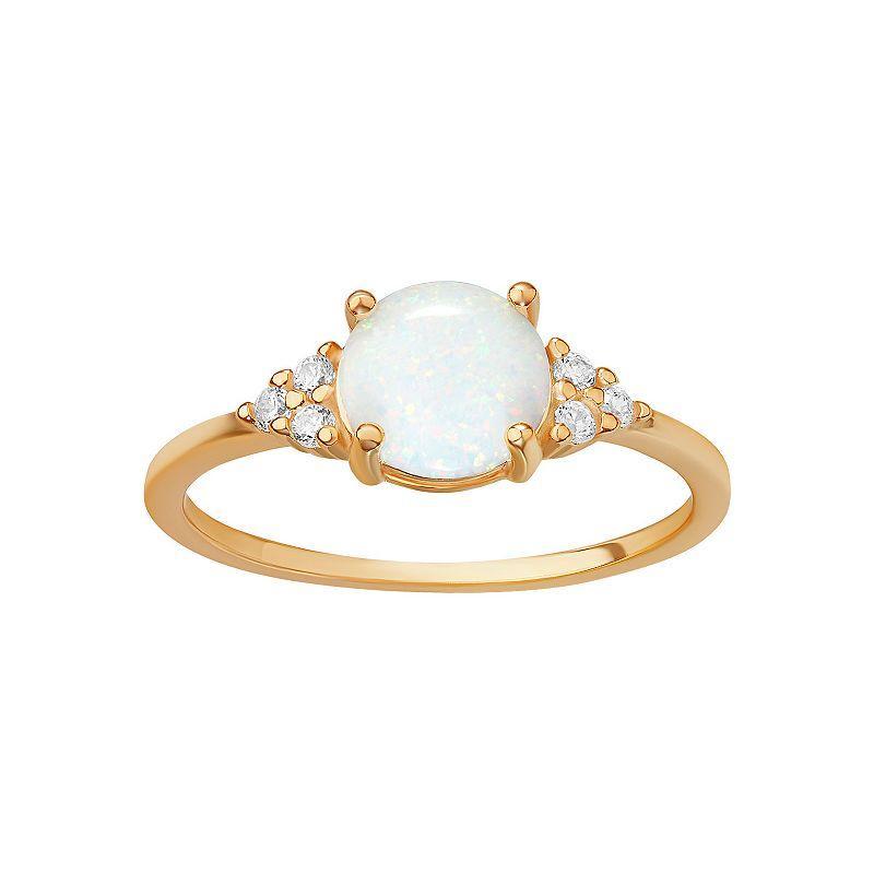 PRIMROSE Sterling Silver White Opal & Cubic Zirconia Cluster Ring, Womens Gold Tone Product Image