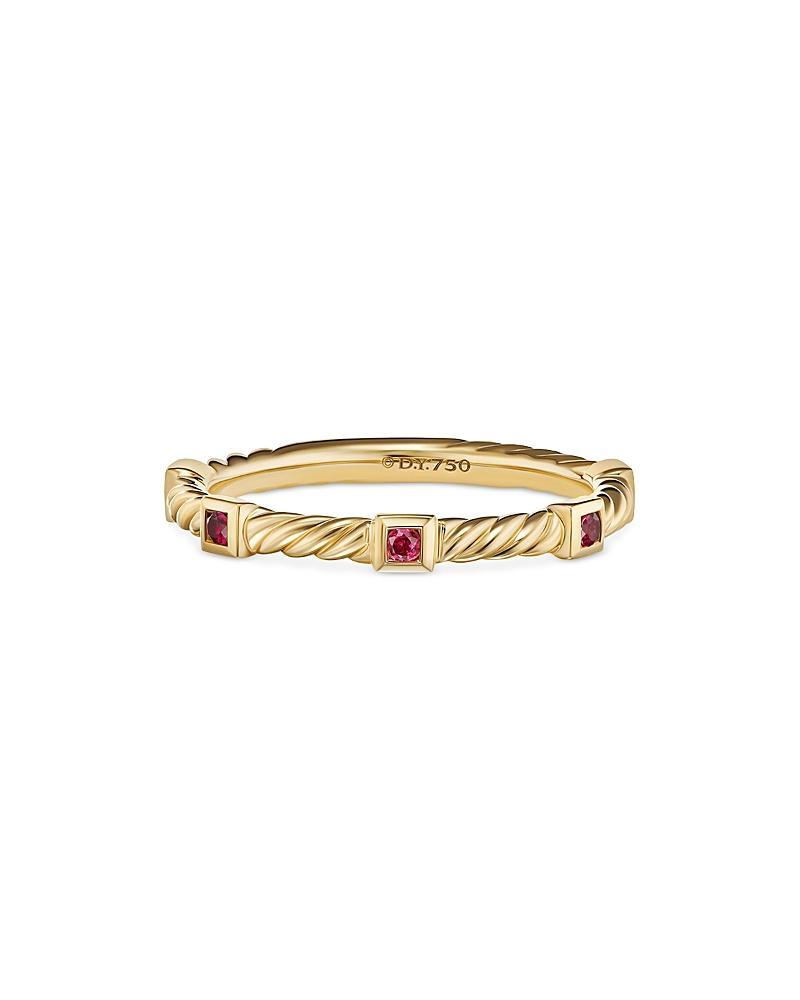 David Yurman 18K Yellow Gold Cable Sapphire Stack Band Ring Product Image