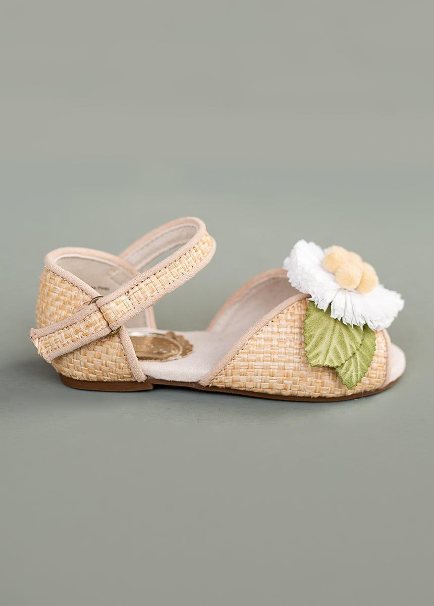 Mercedes Peep Toe Flats in Straw Product Image