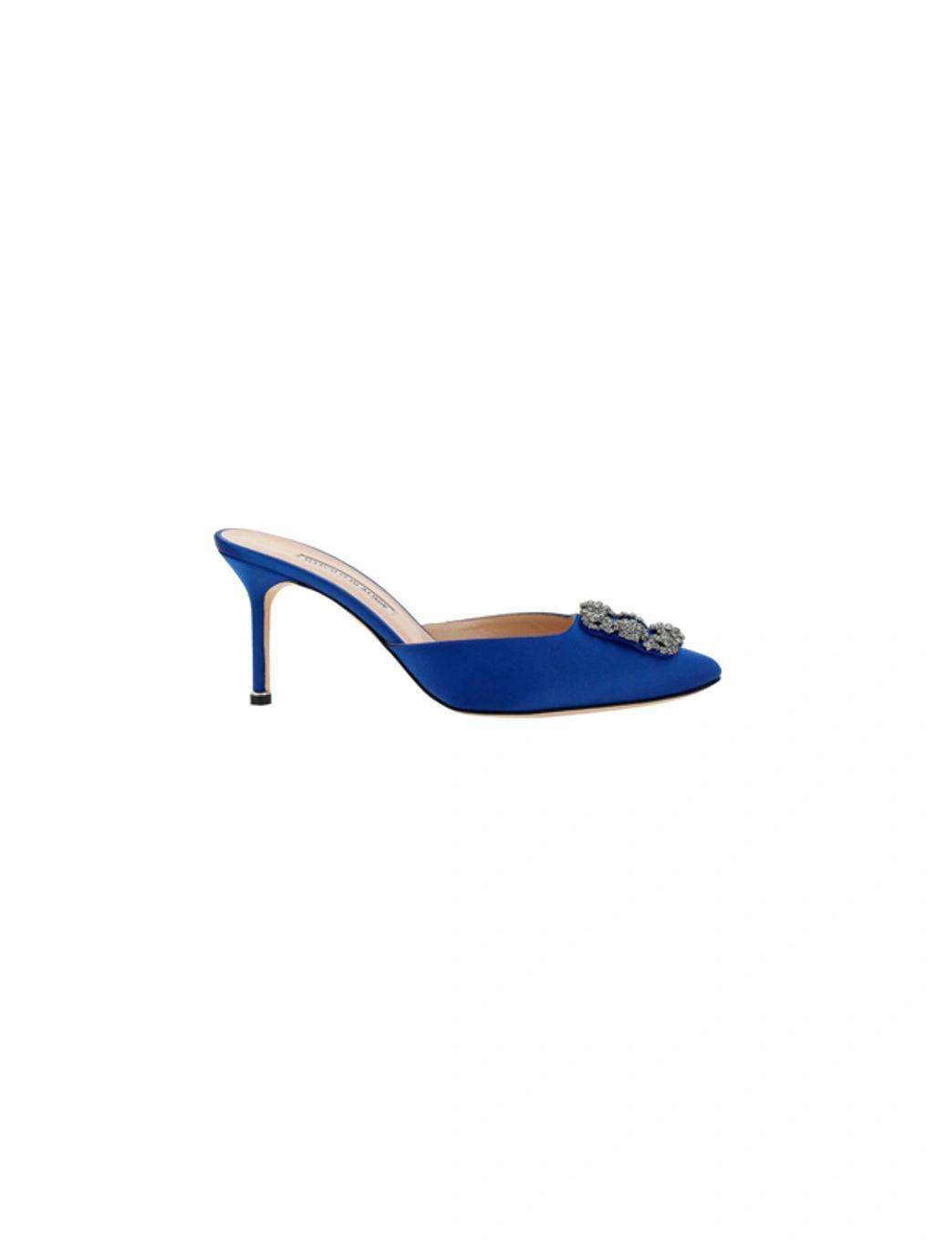 MANOLO BLAHNIK Hangisimu 70 Satin Pump In Blue Product Image