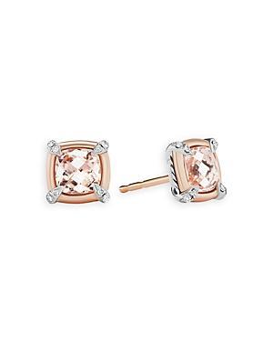 Womens Petite Chtelaine Stud Earrings With Gemstones, 18K Gold Bezel & Pav Diamonds Product Image