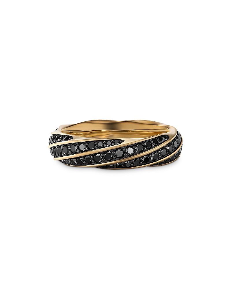 Mens 6MM Cable Edge Band Ring With Black Pav Diamonds Product Image