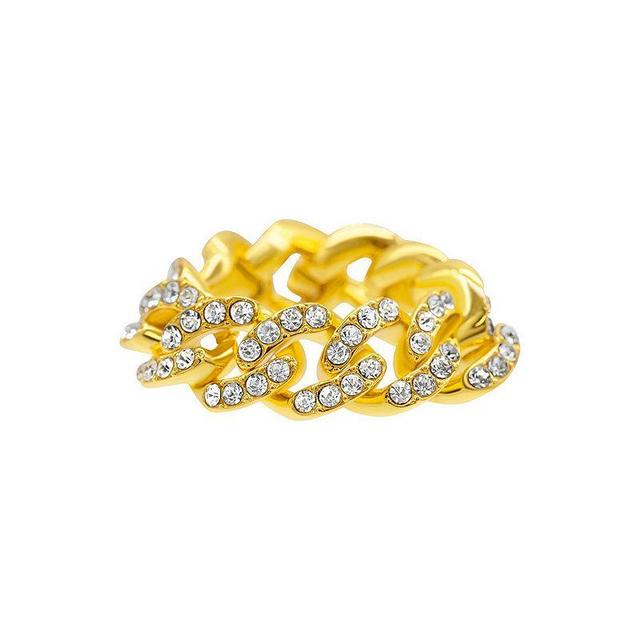 Adornia 14k Gold-Plated Pave Curb Chain Flexible Ring Product Image