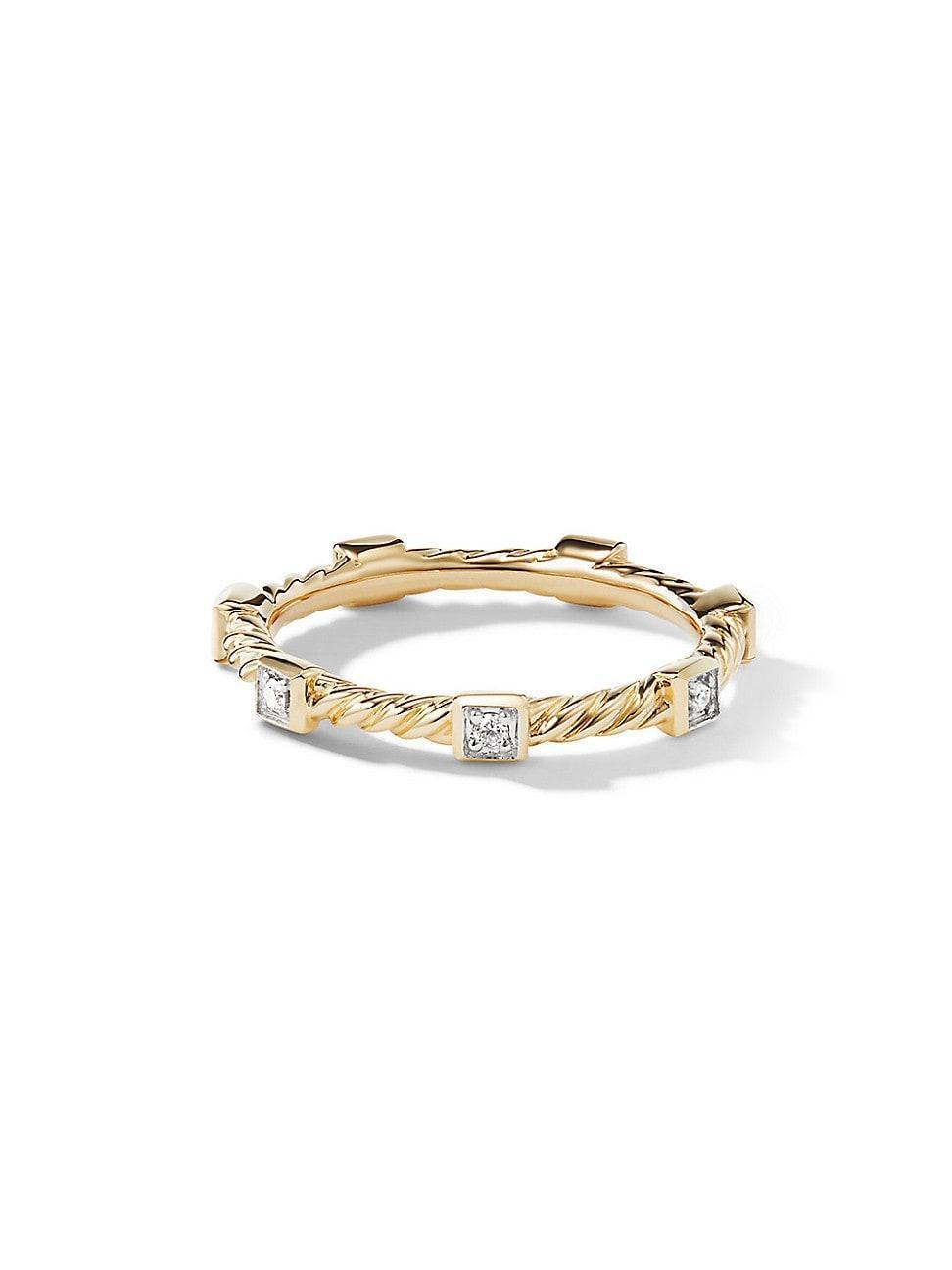 Womens Cable Collectibles Stack Ring in 18K Yellow Gold with Diamonds Product Image