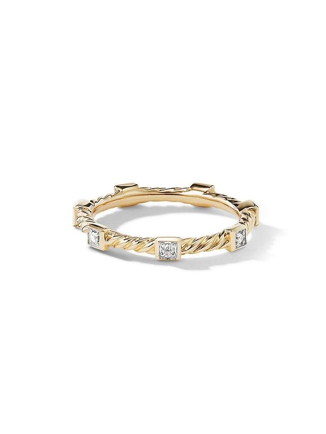 Womens Cable Collectibles Stack Ring in 18K Yellow Gold with Diamonds Product Image