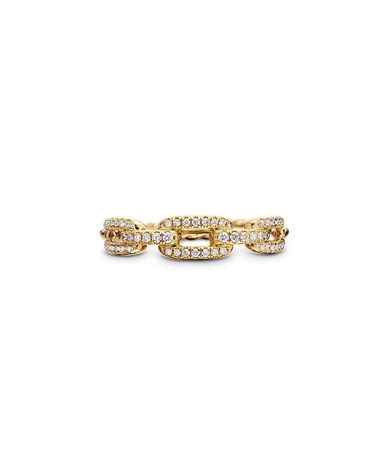 David Yurman Stax Single Row Pave Chain Link Ring with Diamonds in 18K Gold Product Image