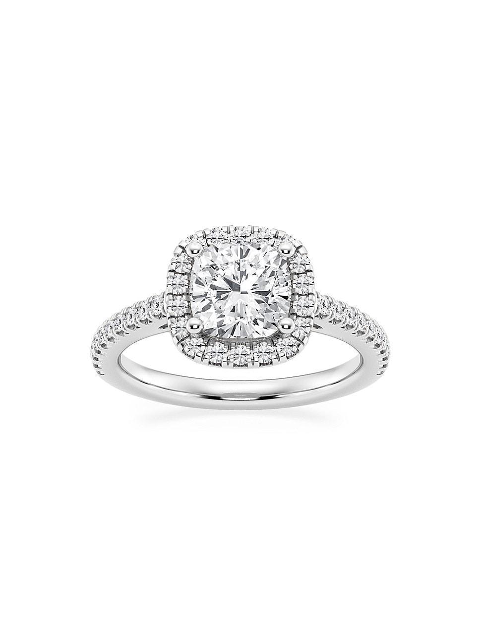 Womens 14K White Gold & Cushion-Cut Lab-Grown Diamond Halo Ring/1.30-3.60 TCW Product Image