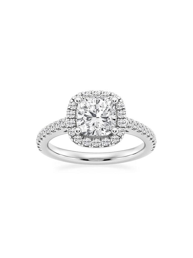 Womens 14K White Gold & Cushion-Cut Lab-Grown Diamond Halo Ring/1.30-3.60 TCW Product Image