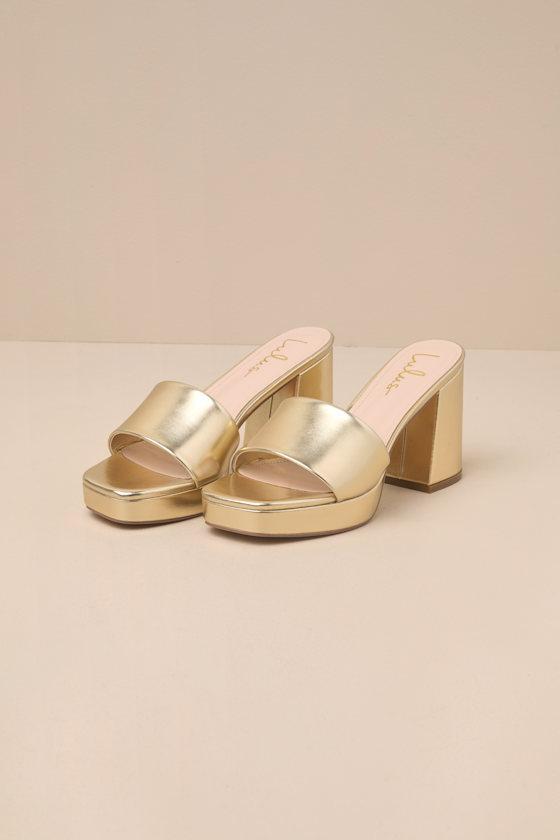 Carington Gold High Heel Slide Sandals Product Image