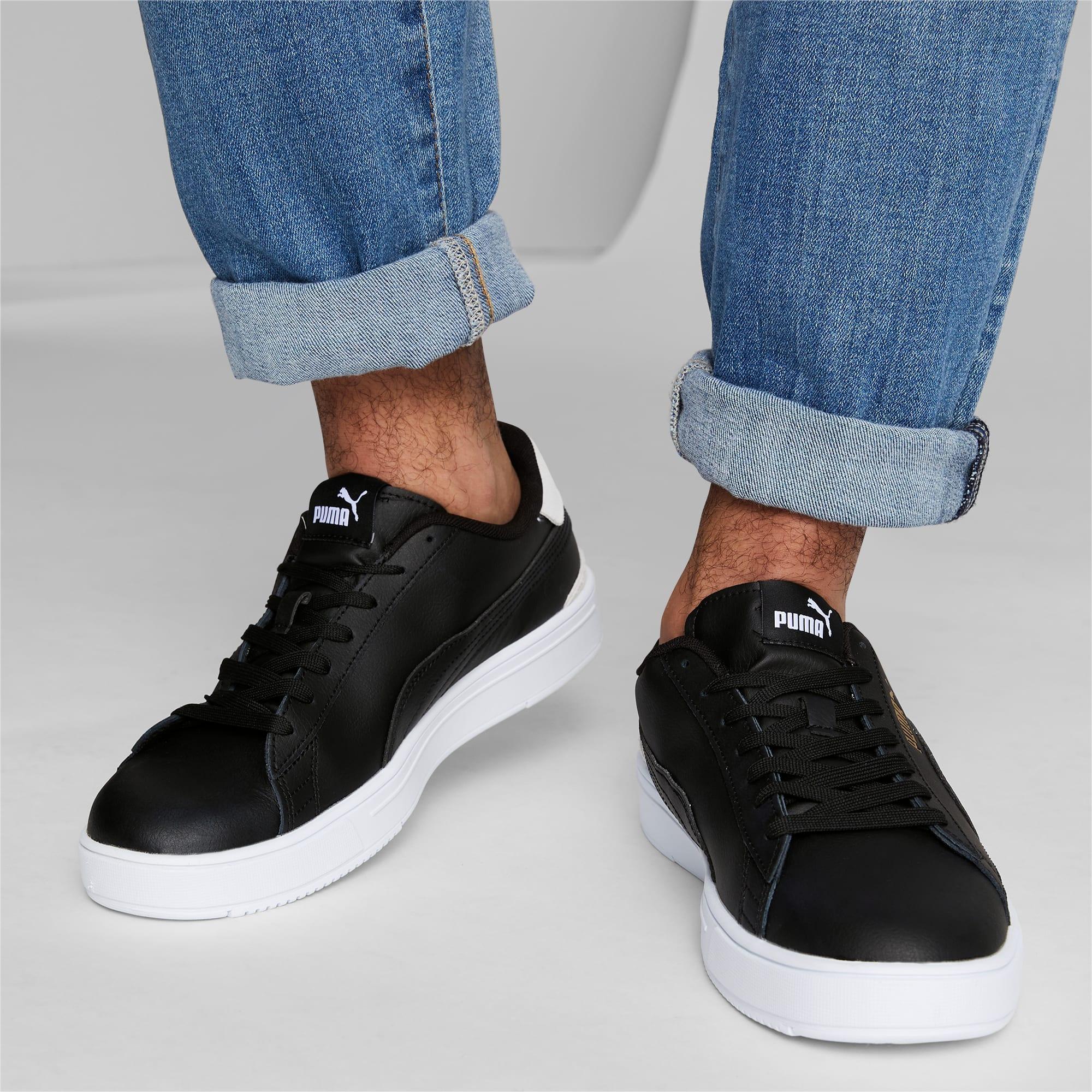 PUMA Serve Pro Men's Sneakers in Black/White/Team Gold Product Image