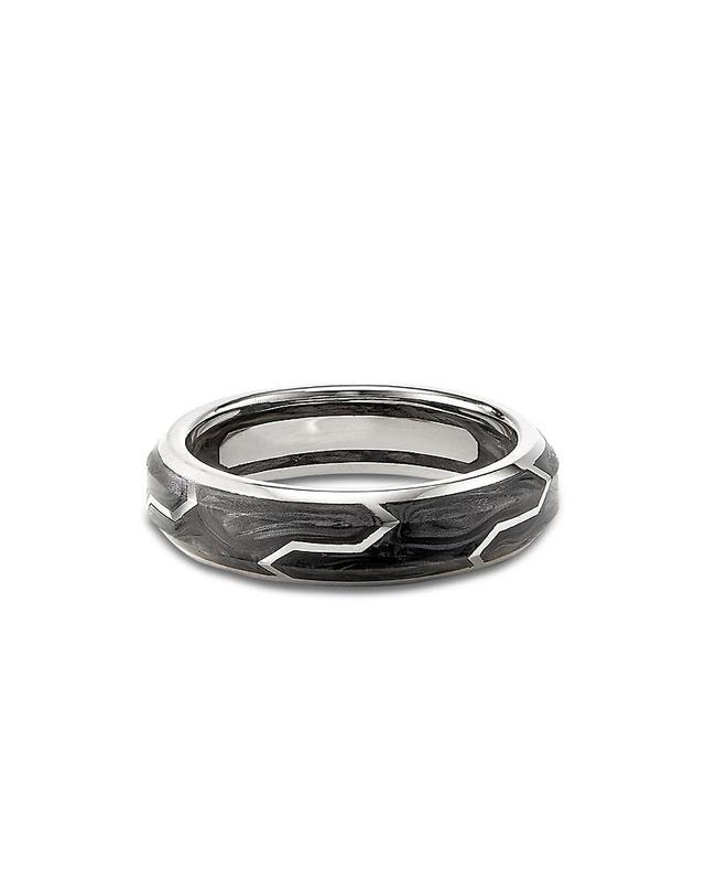 David Yurman Mens 18K White Gold Forged Carbon 6mm Band Product Image