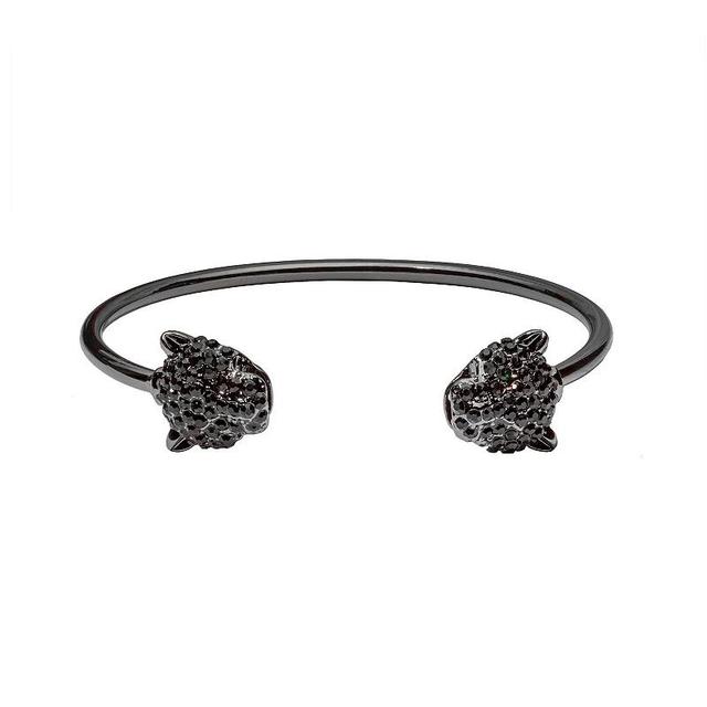 Emberly Hematite Double Panther Cuff Bracelet, Womens, Black Product Image