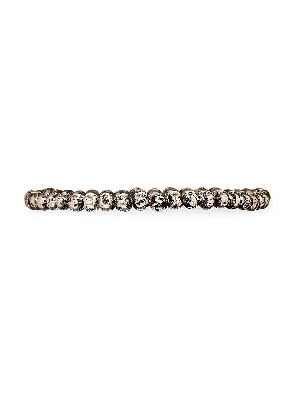 Mens Sterling Silver Lava Beads Bracelet Product Image