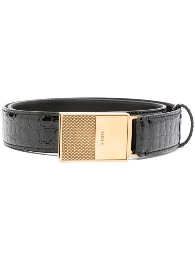 KHAITE Crocodile Embossed Belt In Black Product Image