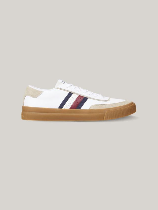 Tommy Hilfiger Men's Signature Stripe Leather Sneaker - White - US 8 / EU 41 Product Image