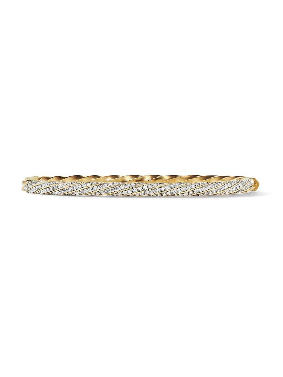 Womens Cable Edge Bracelet In 18K Yellow Gold With Full Pav Diamonds Product Image