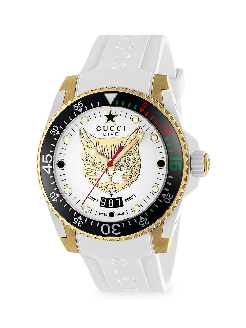 Womens Diver Gucci Diver 45MM Stainless Steel Tiger Dial Watch Product Image