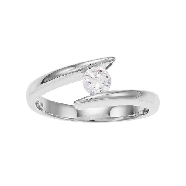 10k White Gold 1/3 Carat T.W. Diamond Open Solitaire Ring, Womens Product Image