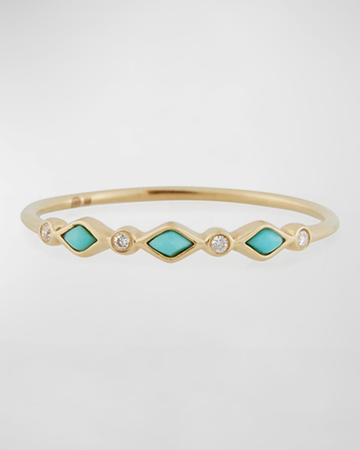 Turquoise Bezel & Diamond Stacking Ring Product Image