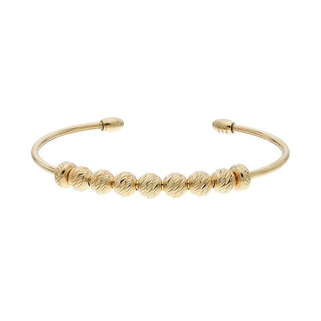 14k Gold Over Silver Beaded Cuff Bracelet, Womens, Gold Tone Product Image