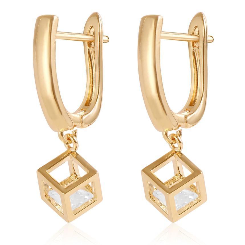 Caged Rhinestone Alloy Drop Earring Product Image