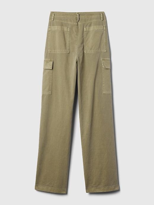 Mid Rise Loose Khaki Cargo Pants Product Image