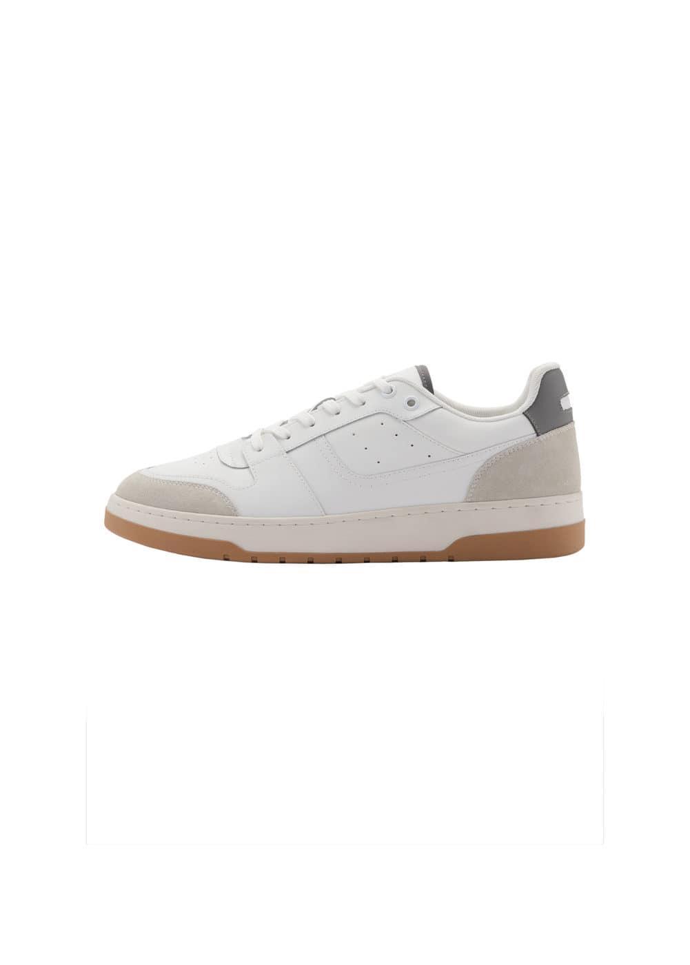 MANGO MAN - Leather mixed sneakers whiteMen Product Image