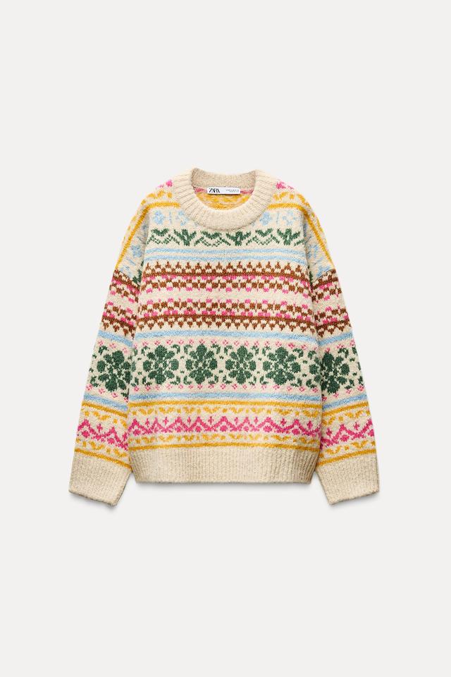 OVERSIZE JACQUARD KNIT SWEATER Product Image