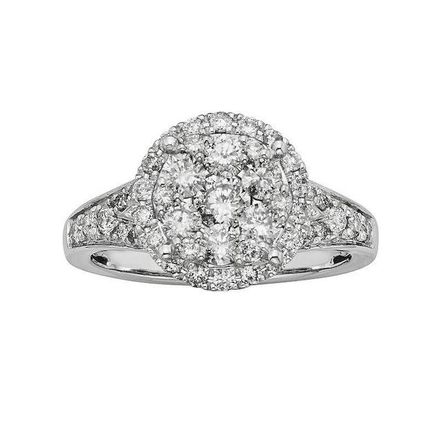 The Regal Collection IGL Certified Diamond Halo Engagement Ring in 14k White Gold (1 ct. T.W.), Womens Product Image