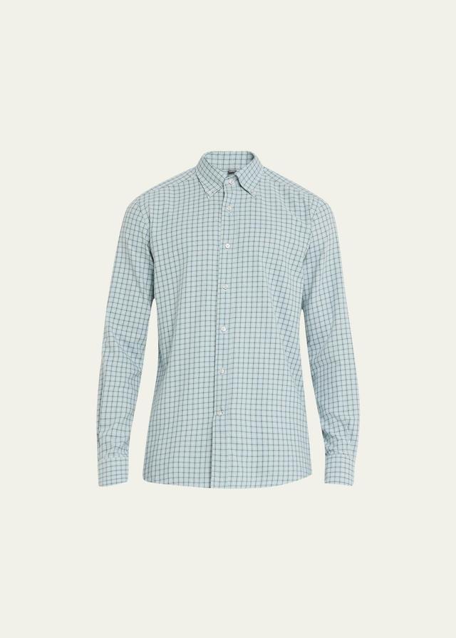 Mens Cotton Check-Print Sport Shirt Product Image