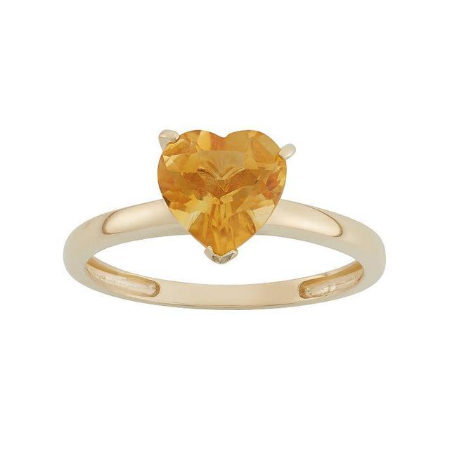 Designs by Gioelli Citrine 10k Gold Heart Ring, Womens Orange Product Image