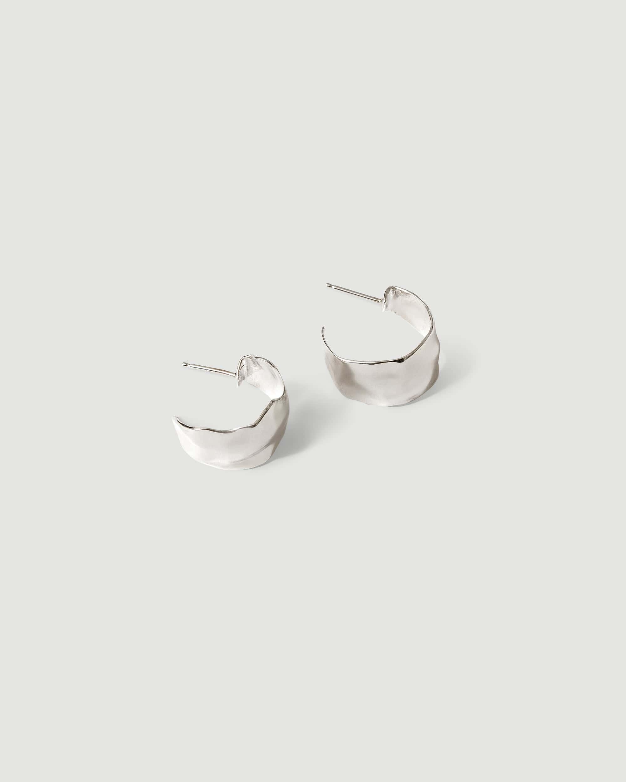 Sterling Silver Organic Hoop Earrings Female Product Image