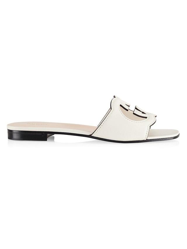 Womens GG Cut-Out Leather Slides Product Image