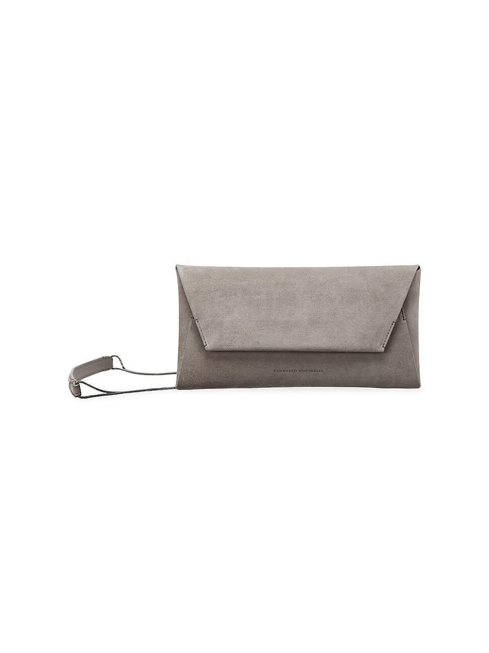 Womens Suede Envelope Bag with Precious Chain Product Image