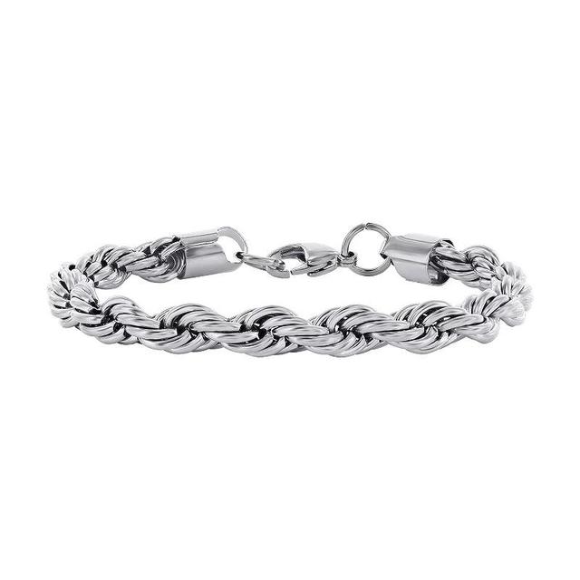 Mens Metallo Steel Black Plated 8mm Rope Bracelet Grey Product Image