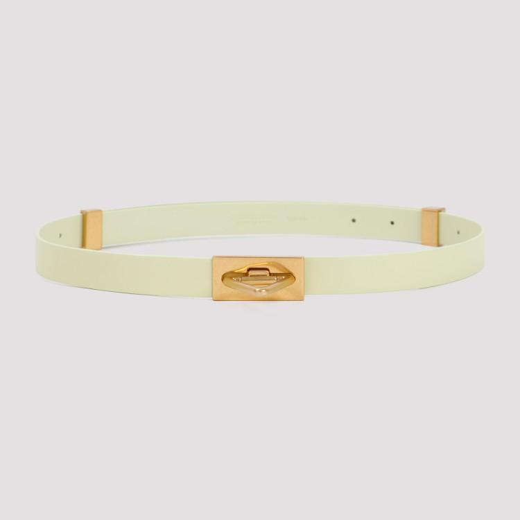 Triangle-buckle Leather Belt In Yellow Product Image