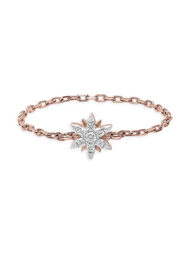 Womens Magic Touch 18K Rose Gold & Diamond Sun Chain Ring Product Image