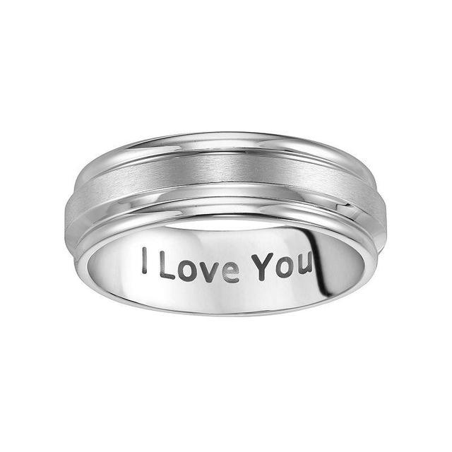 AXL Stainless Steel I Love You Mens Wedding Band Grey Product Image