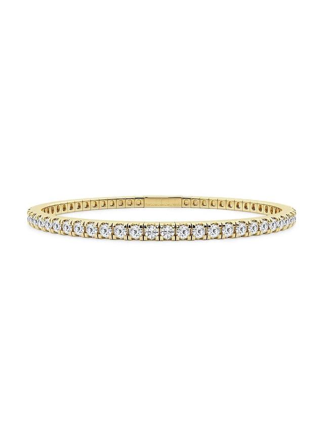 Womens 14K Yellow Gold & Lab-Grown Diamond Flexible Tennis Bangle Product Image