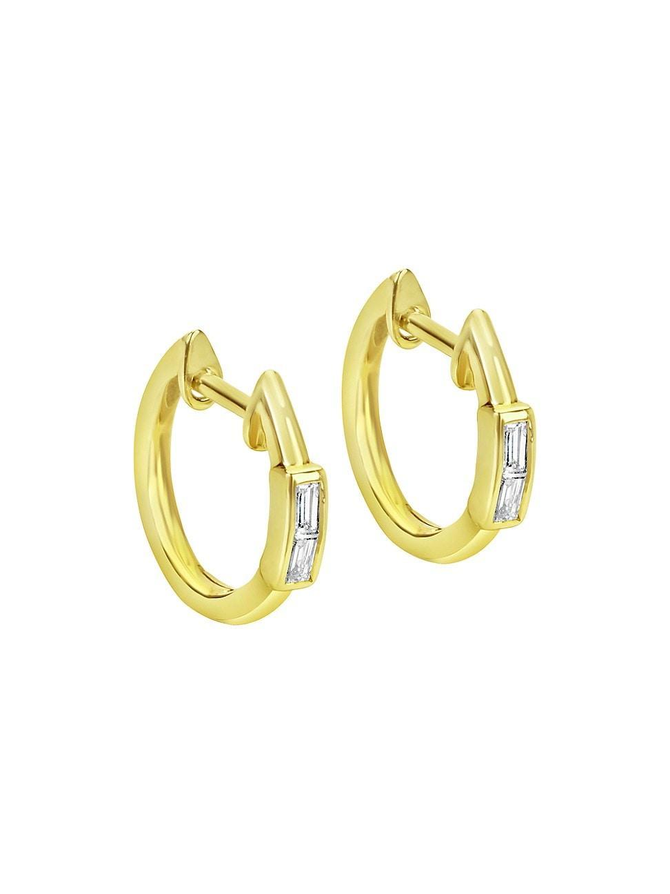 Womens 14K Yellow Gold & 0.41 TCW Diamond Hoop Earrings Product Image