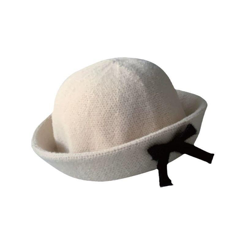 Plain Ribbon Knitted Bucket Hat Product Image