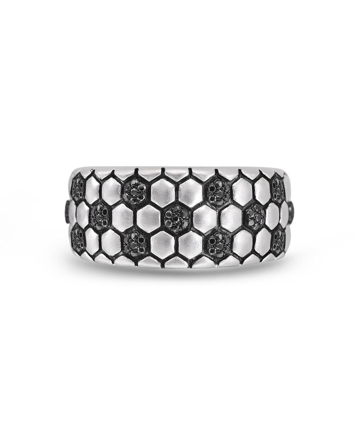 LuvMyJewelry Soccer Football Design Sterling Silver Black Diamond Band Men Ring Product Image